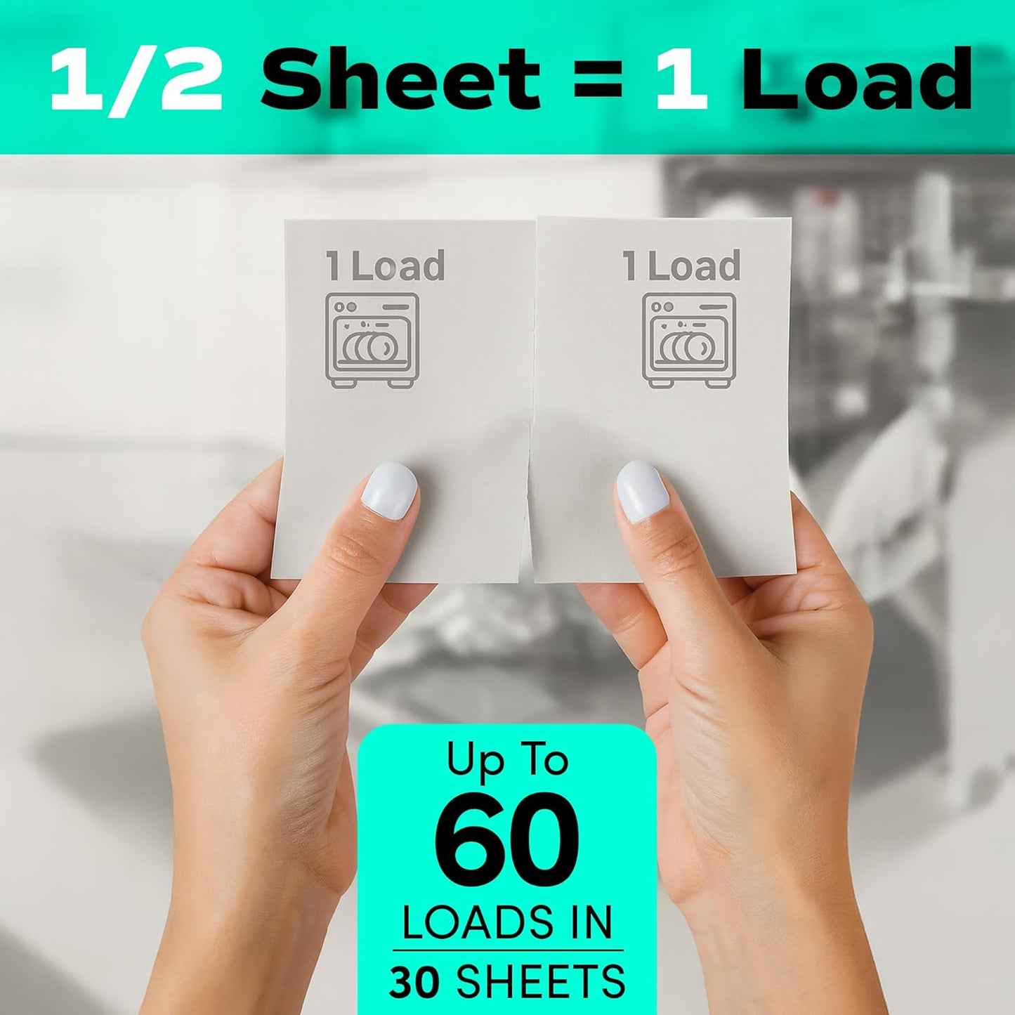 Zero Trace Dishwasher Detergent Eco-Friendly Sheets for Dish Washing - Plant Powered Technology- Unscented- 60 Loads