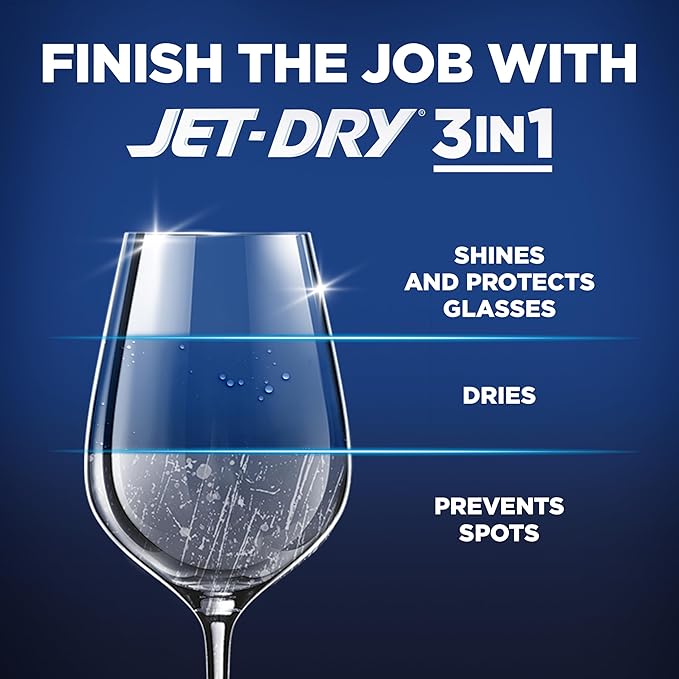 Finish Jet-Dry Dishwasher Rinse Aid, Compatible with Dishwasher Detergent, Prevents Spots & Residues, Dries, Shine & Protects, 23 oz, 225 Washes.