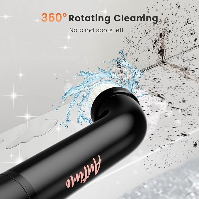 Rechargeable Electric Grout Brush, Upgraded Cordless Power Scrubber Kit, Waterproof Cleaning Brush & 6 Replacement Heads for Bathroom, Kithchen, Tub, Grout, Crevice