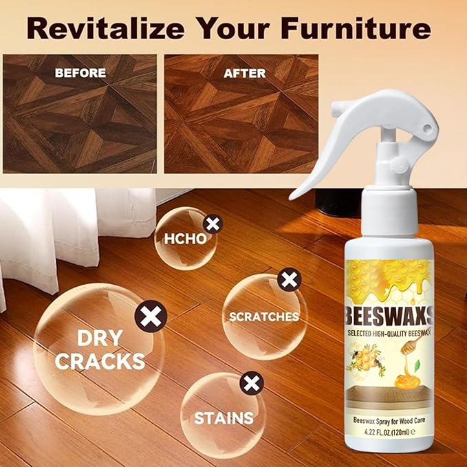 Wood Polish Spray – 120ml Wood Cabinet Cleaner | Hardwood Restorer For Refinishing – Furniture Table Couch Leather Conditioning – Daily Care Shine Spray For Chair Restoration