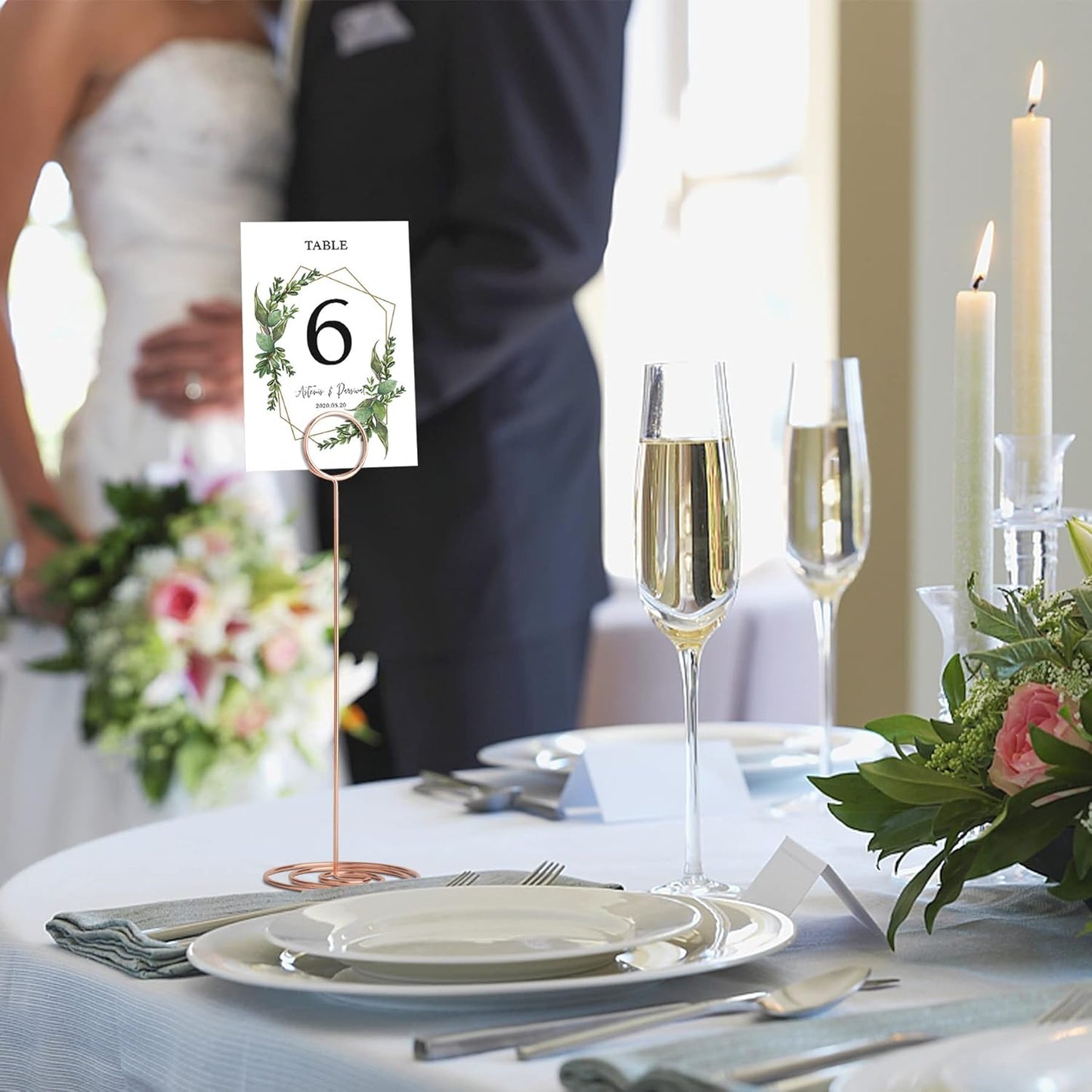 Table Number Holders 10Pcs - 8.75 inch Place Card Holder Tall Table Number Stands for Wedding Party Graduation Reception Restaurant Home Centerpiece Decorations Office Memo (Rose Gold)