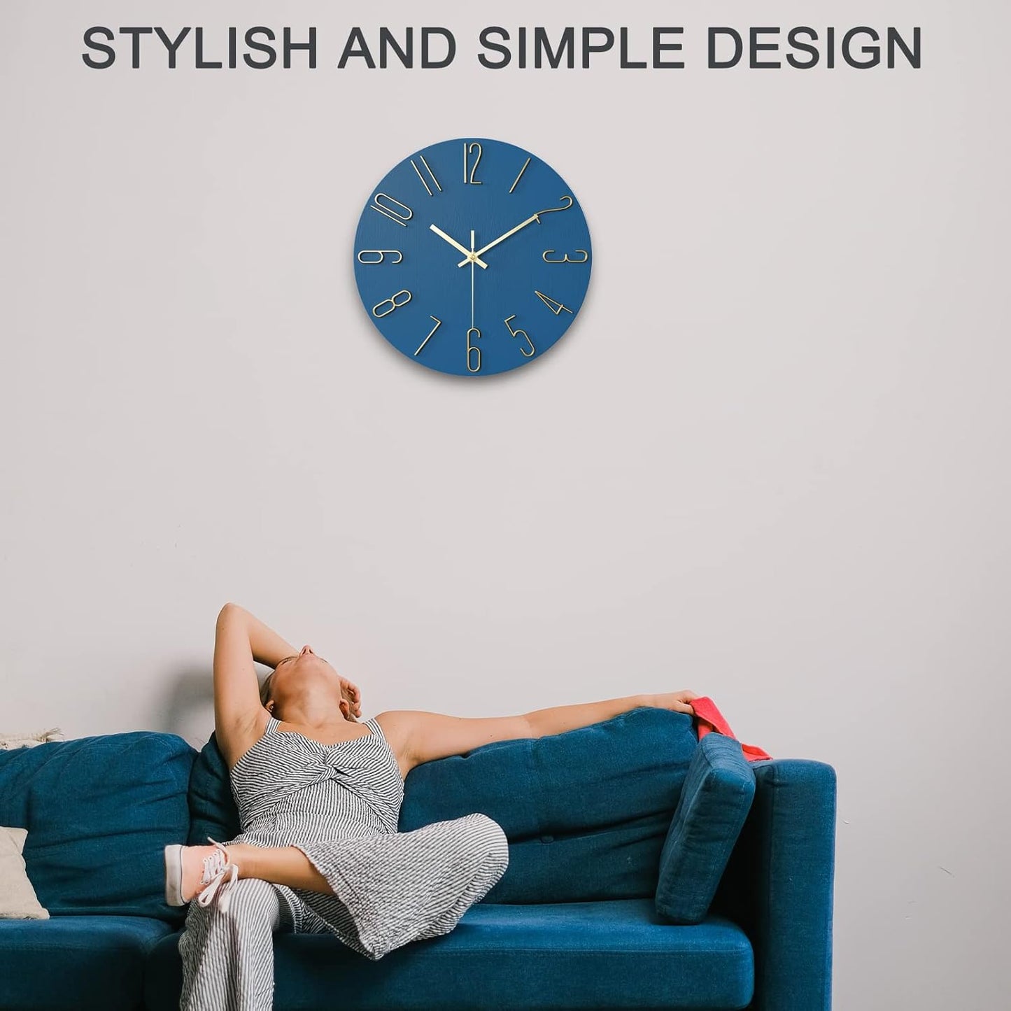 Wall Clock, Silent Clock, Wall Clocks Battery Operated， 12 inch Modern Wall Clock, Suitable for Offices, Living Rooms, Kitchens, Homes, Schools (Blue)