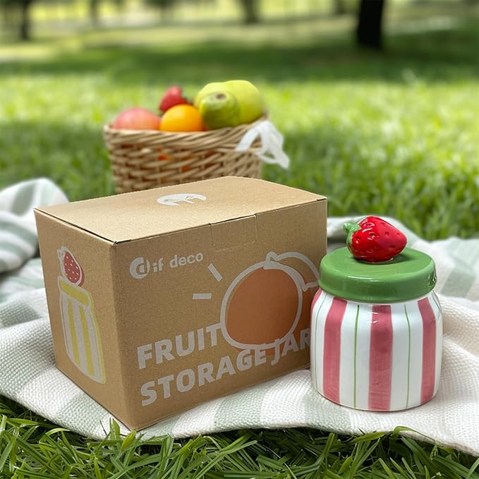 Cookie Jars with Lid Airtight, Hand Painted Orange Ceramic Food Storage Containers with Lids for Home Decor and Kitchen Countertops, For Coffee, Spices, Sugar, Tea, Salt, Honey, Candy, Nut