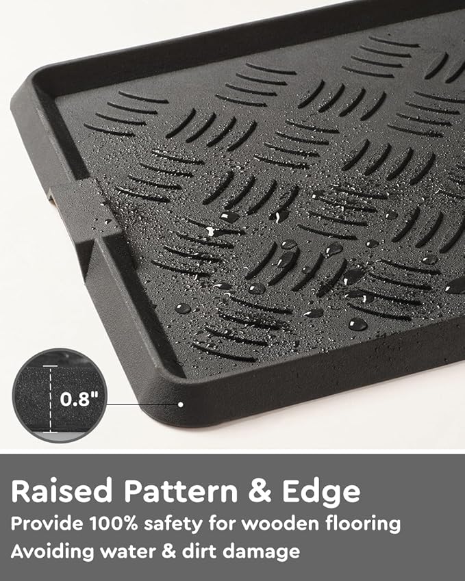 tchdio 2 Pack Rubber Boot Set, Non Slip Shoe Tray for Entryway, Multipurpose Boot Mat Tray, Durable Entryway Mud Mat for Front Door, 16x27.5 Inches
