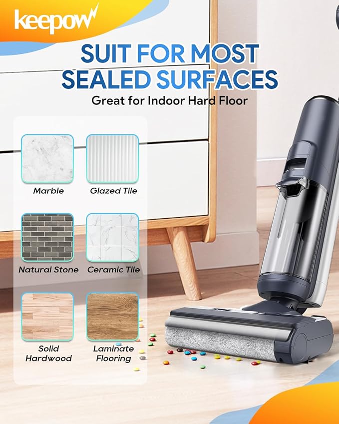 KEEPOW Floor Cleaning Solution Compatible With Tineco Cordless Wet Dry Vacuum Cleaner iFLOOR Series, FLOOR ONE S3 / S5 / S6 / S7 / S9 Artist Series, Unscented, 16.9 OZ*2 Bottle