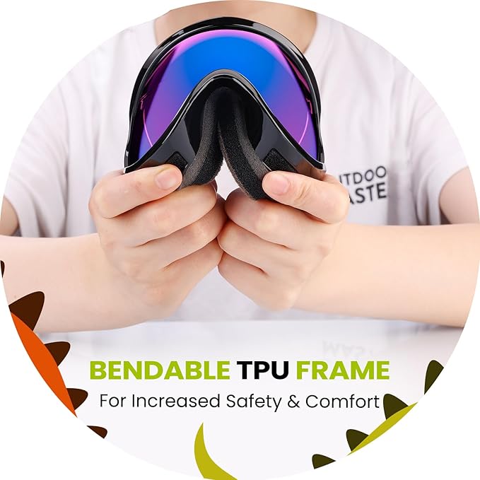 OutdoorMaster Kids Ski Goggles - Helmet Compatible Snow Goggles for Boys & Girls with 100% UV Protection