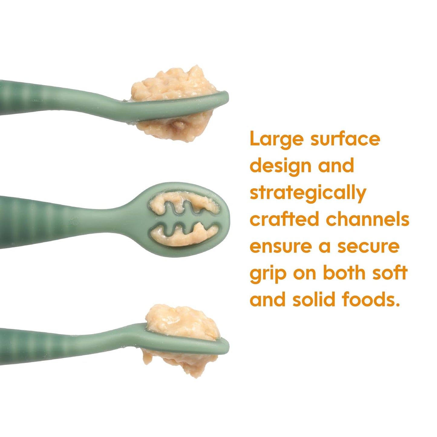 NumNum Baby Spoons Set, Baby Essentials Pre-Spoon GOOtensils for 6+ Months, First Stage Self-Feeding Spoons for Baby Led Weaning (BLW), Silicone Toddler Utensils, BPA-Free, 4 Pack Blue