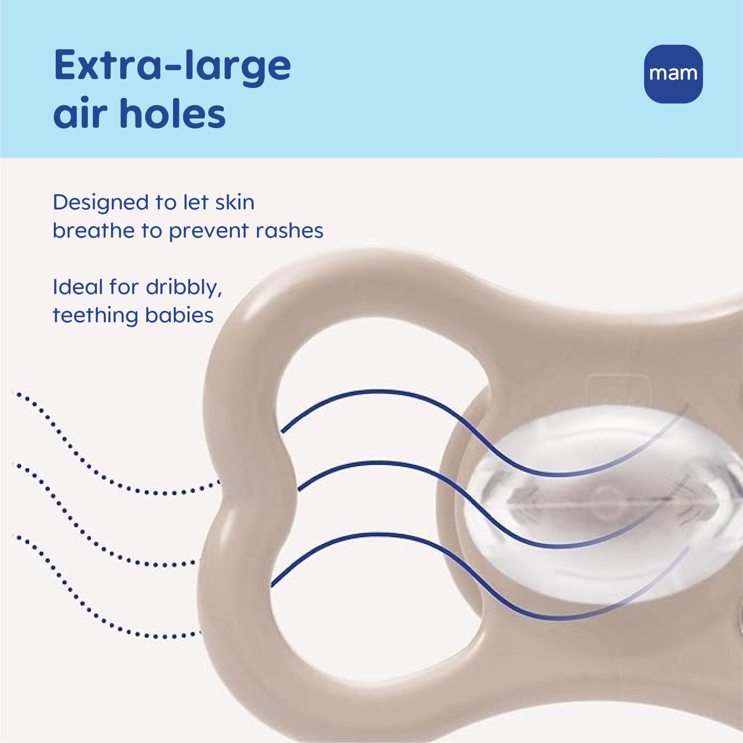 MAM Air Pacifier for Babies 6-16 Months, Extra Air Flow for Sensitive Skin, Developed with Medical Experts, BPA-Free Skin Soft Silicone, 4 Count, Made in Europe