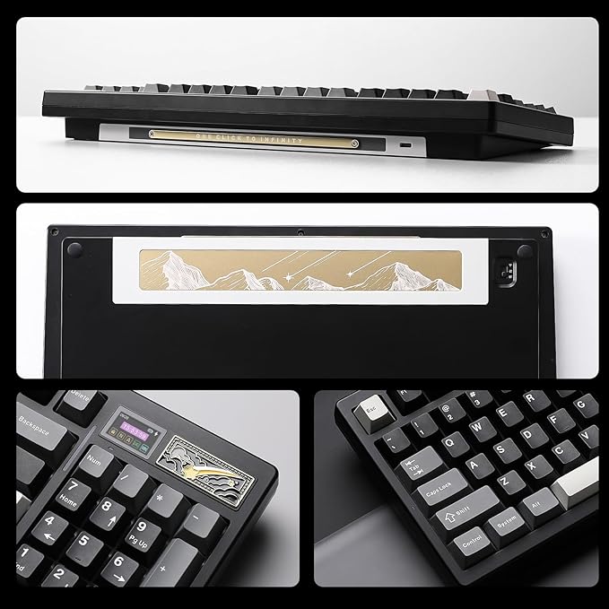 YUNZII IF99 Wireless Mechanical Gaming Keyboard with Smart LCD Display, QMK/VIA Programmable BT/2.4G/USB-C Gasket Mounted Hot Swap RGB 96% Layout for Mac/Win (Black, Cocoa Cream V2 Switch)