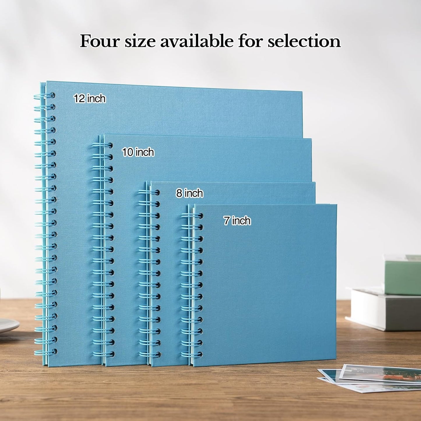 potricher 8 x 8 Inch DIY Scrapbook Album 40 Pages Hardcover Kraft Paper Scrap Book Photo Albums Memory Book for Wedding and Anniversary Family (Blue, 8 Inch)