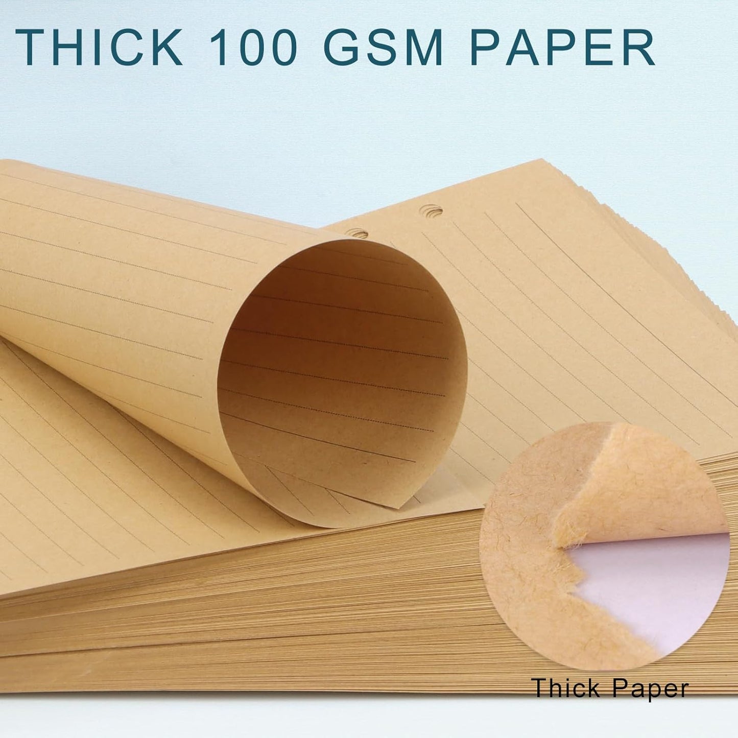 Toplive [3 Pack] A5 Refill Paper - 100GSM Thick 6 Hole Filler Inserts, 135 Sheets (270 Pages) for 6 Ring Binder Journal Notebook, Lined Kraft
