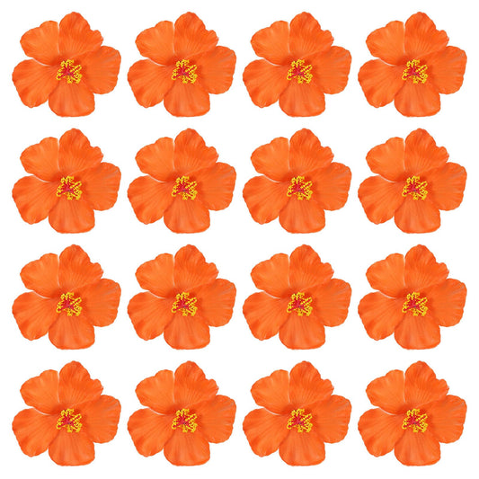 PATIKIL Hawaiian Hibiscus Flowers, 16 Pack Artificial Flowers Hair Clip DIY Foam Hibiscus Flower for Tabletop Decoration Party Favors Supplies, Orange