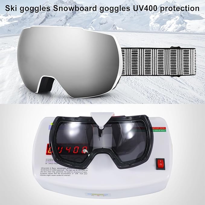 OULAIQI OTG Ski Goggles UV400 Anti-Fog Snowboard Glasses for Men Women Youth- Perfect for Skiing, Snowboarding,Winter Sports