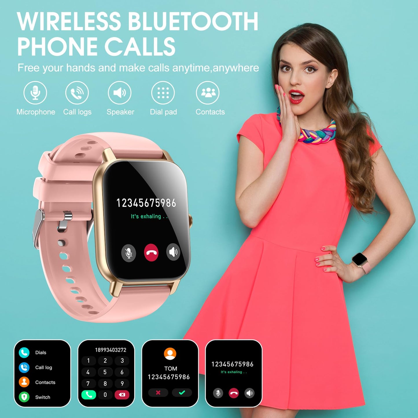 Smart Fitness Watch For Men Women(Answer/Make Calls), Hd Touch Screen With Heart Rate Sleep Monitor, Sports Modes, Ip68 Waterpro