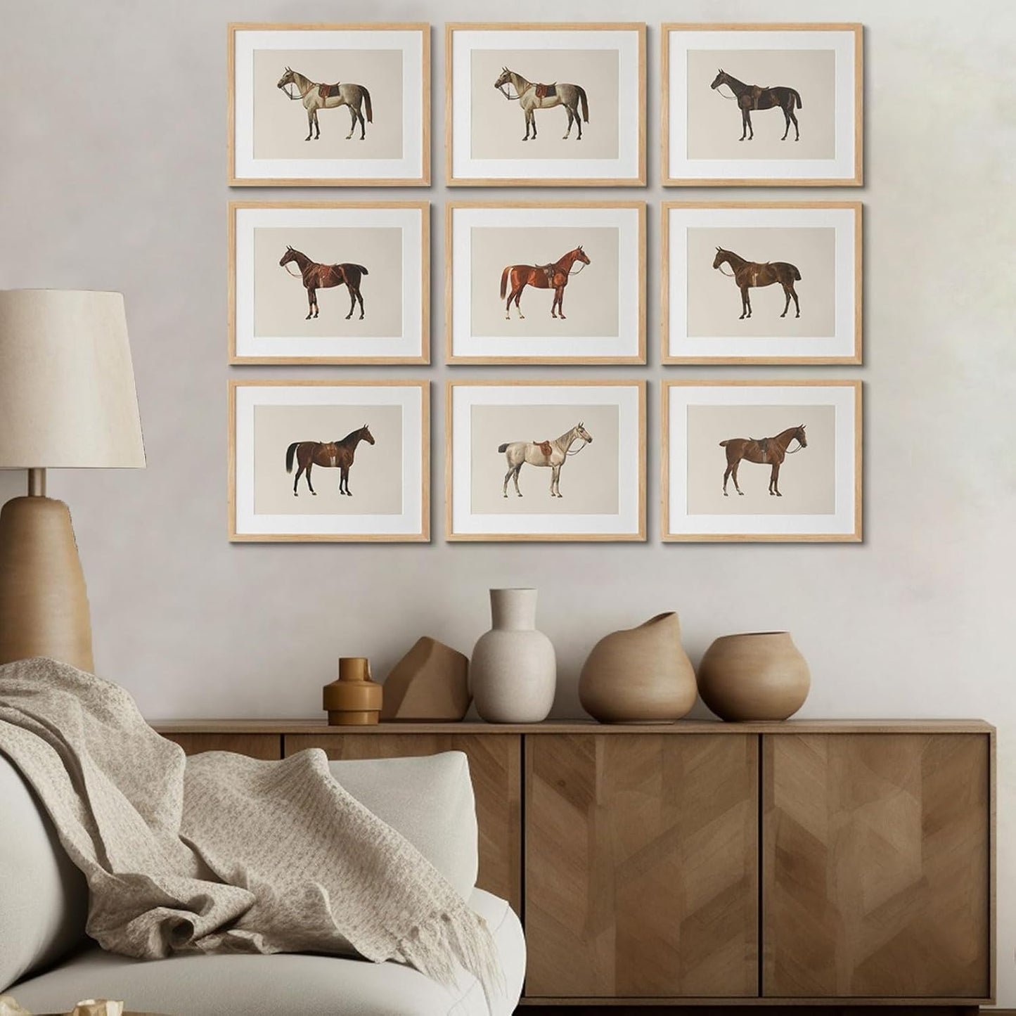 LOARTVE 9Pcs Vintage Horse Canvas Wall Art Posters,Farmhouse Horse Art Prints Rustic Gallery Wall Decor Pictures for Living Room Office Bedroom Decoration, Unframed
