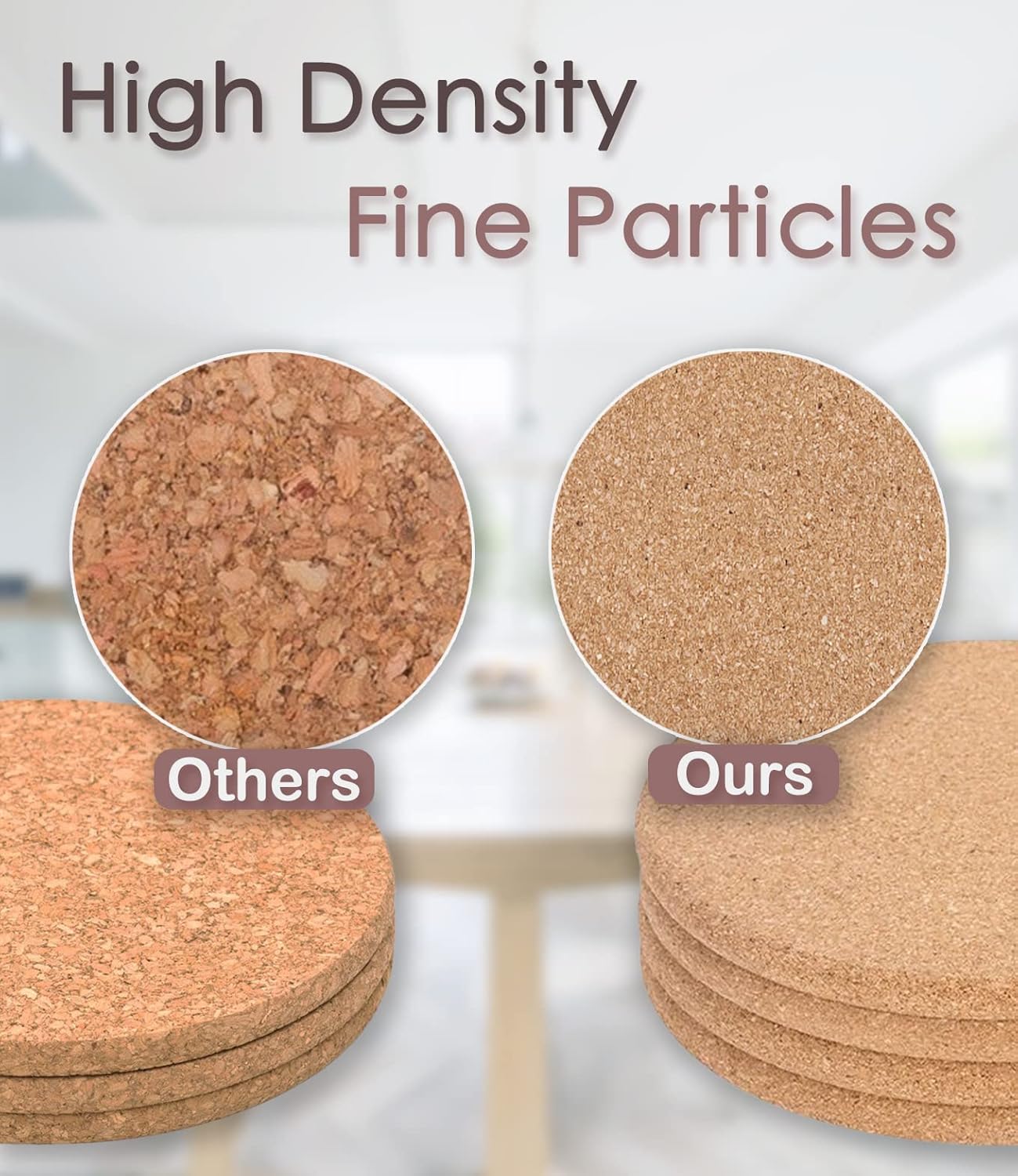Cork Trivet, 4 Pack High Density Thick Cork Trivets for Hot Dishes, 8 Inch Heat Resistant Large Coaster for Kitchen, Hot Pads for Table & Countertop