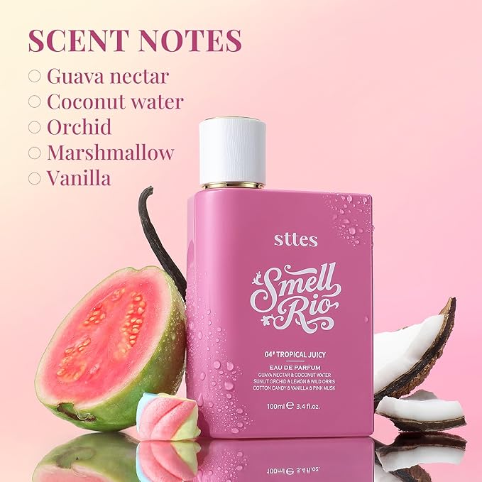 Sttes Perfume 04# (Original 408) – Perfume for Women – Long-Lasting Hair Guava, Orchid, Vanilla & Cotton Candy Notes – Fruity Scentual Fragrance Eau de Parfum 100ml (3.4 fl oz) – Tropical Juicy