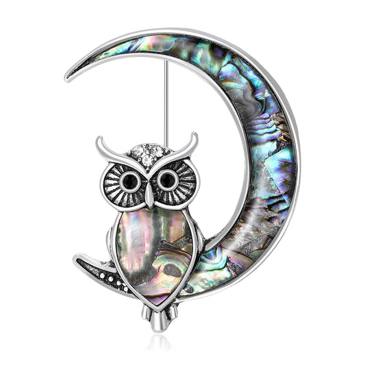 Owl Brooch for Women Abalone Shell Owl Pin Animal Brooch