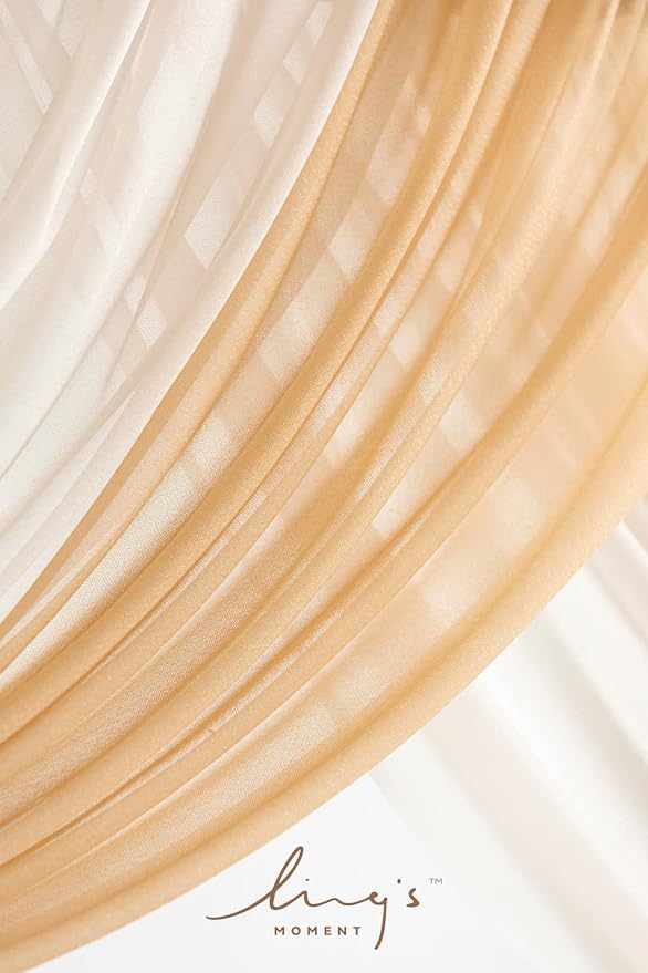 Ling's moment Boho Wedding Arch Flowers Kit Pack of 4, 2pcs Hanging Artificial Floral Arrangement 2pcs Chiffon Drapes Ceremony Fake Silk Rose Arbor Rustic Farmhouse Party Decor, Fall Orange Swags