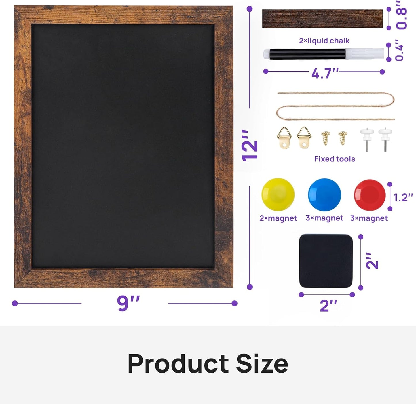 Magnetic Chalkboard, 9x12 Inches Blackboard for Wall, Black Dry Erase Board for School, Office, Home, Bar and Restaurant Menu