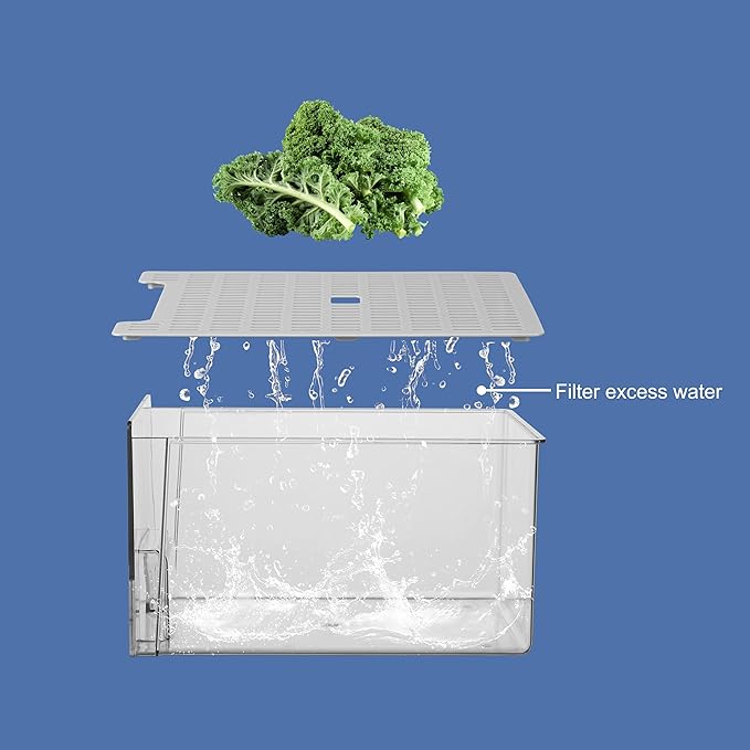 Plastic Clear Fridge Storage Organizer with Drawers & Drainer - Stackable Bins for Kitchen Fruit & Veggie Organization (2PCS, Large)