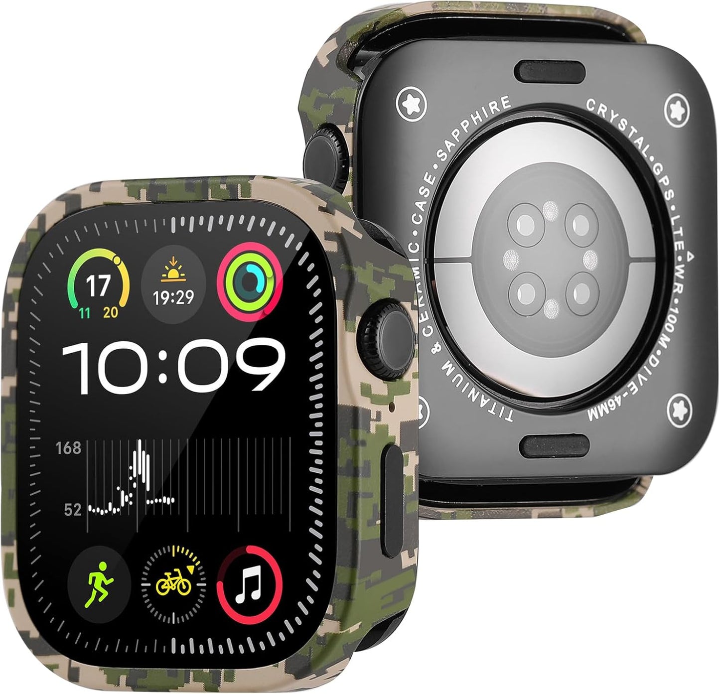Metal Bumper Cover Compatible with Apple Watch Series 9/8/7 Case 45mm, Rugged Shockproof Screen Protector with Back Frame for iWatch 45mm, Straight Edge Design