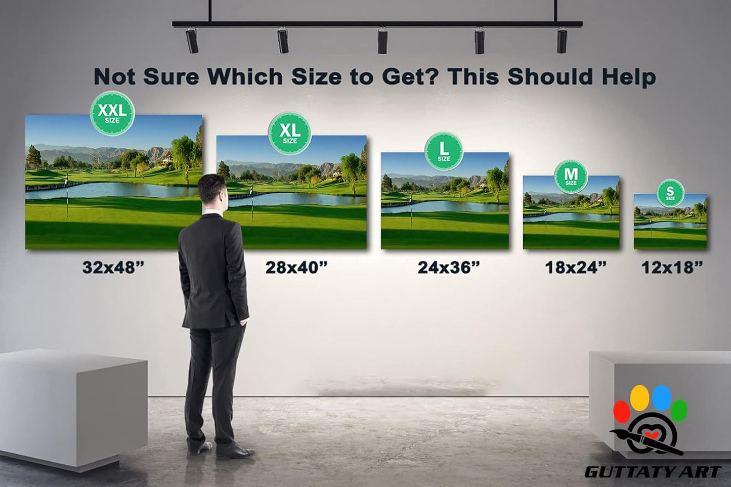 GUTTATY Golf Course Wall Art, Golf Pictures Posters Canvas Print Wall Decor for Golfer's Man Cave Home Ofice Ready to Hang (18x24 Inches)