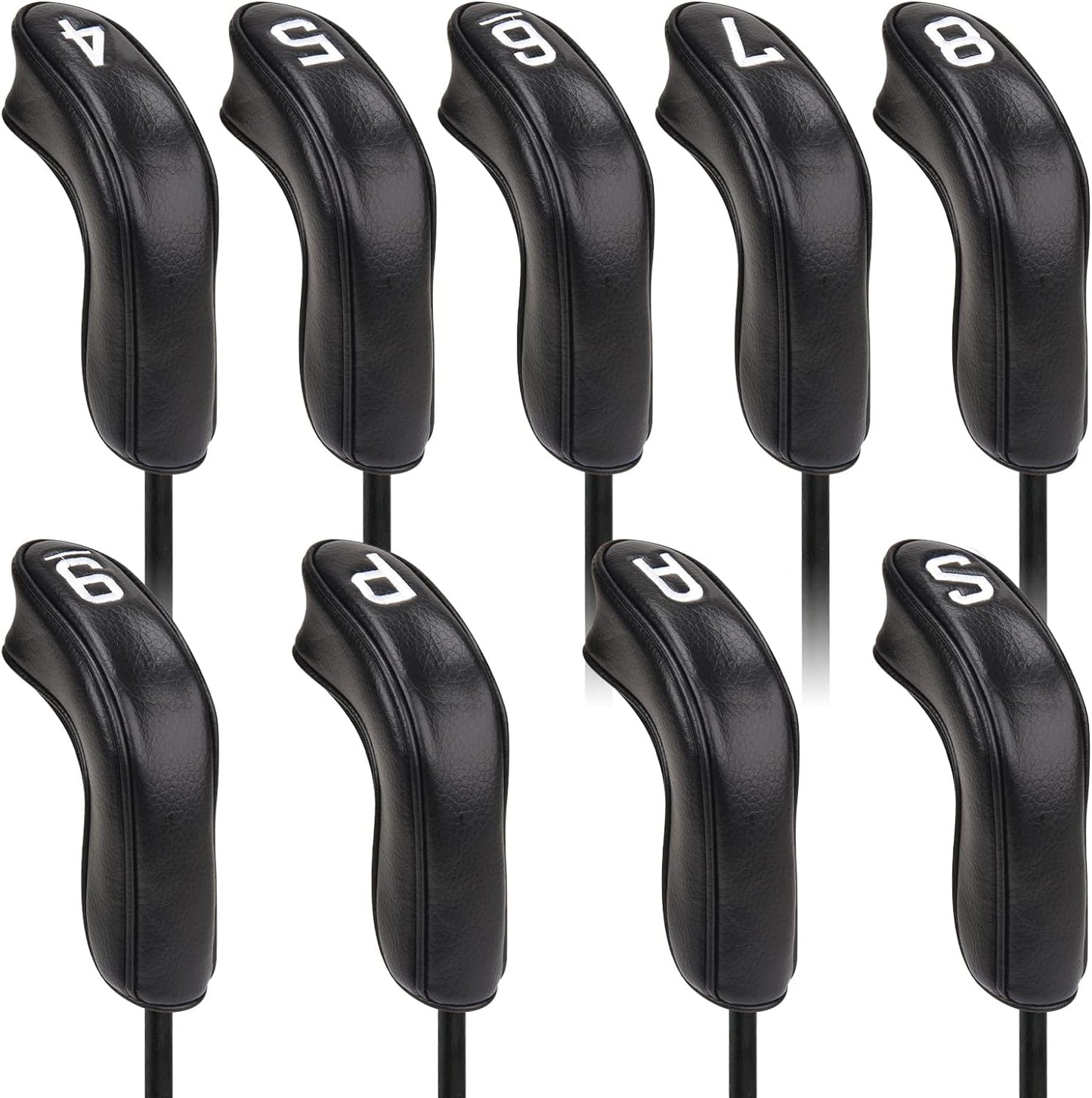 BIG TEETH Golf Hybrid Iron Head Cover 9Pcs, Long Hybrids Iron Covers Head Covers Set, Golf Club Covers W/Big NO. Fits for Cleveland Launcher Cobra T Rail Hybrid Irons