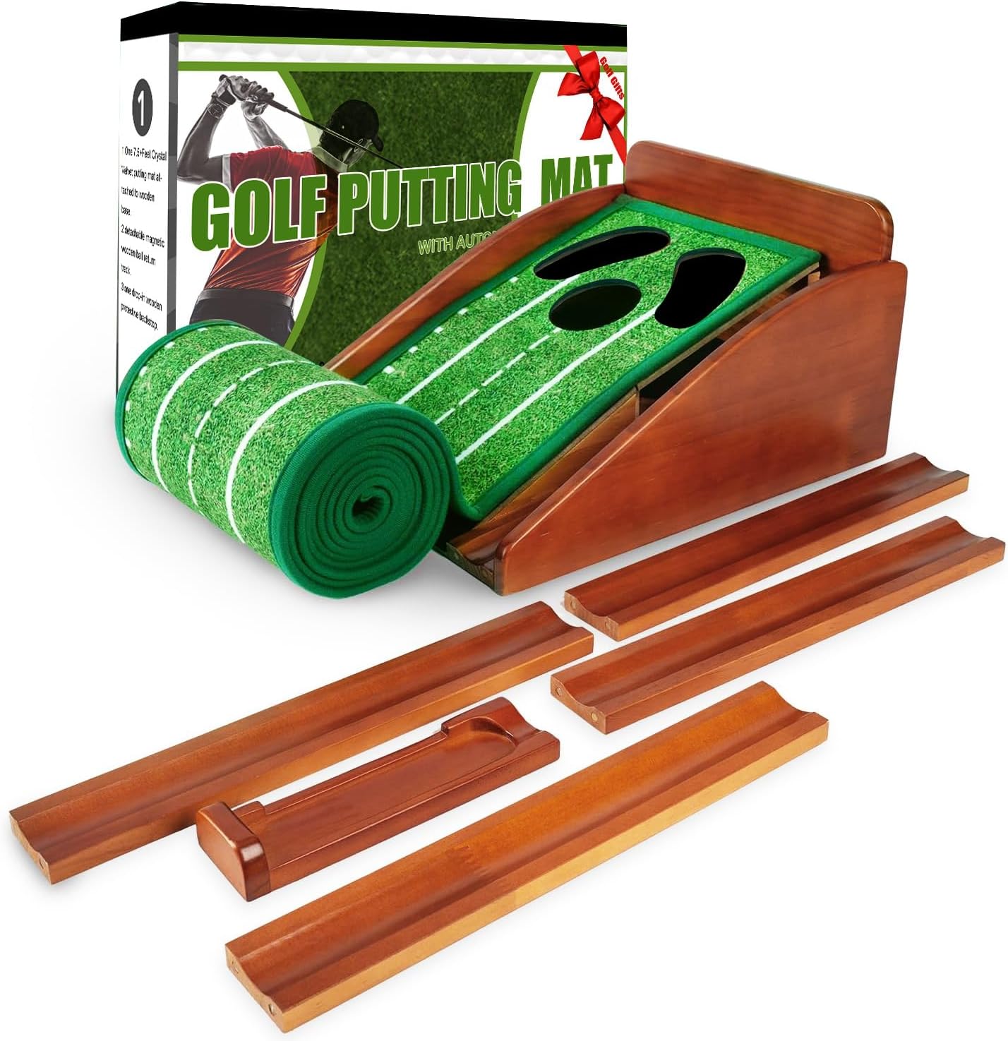 Putting Green Indoor,Golf Putting mat with Auto Ball Return – Premium Golf Putting Mat for Home, Office, or Outdoors – Golf Gift for Men & Women, Practice Anywhere