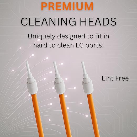 Fiber Optic Cleaning Swabs - 100 pack - LC 1.25mm - For Cleaning Optical Components. Lint Free Anti-Static Swabs, Cleaning stick for Ports and Adapters, LC Connector Cleaner Tool for Field Use