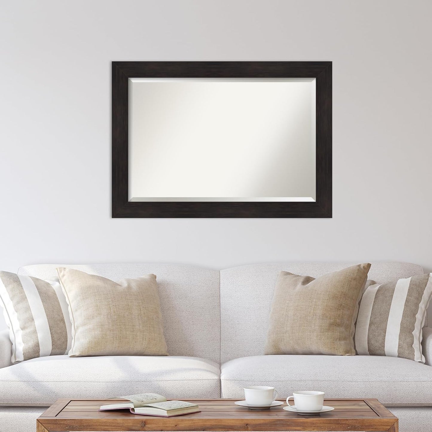 Amanti Art Brown Wall Mirror 30x42 Furniture Espresso Rectangle Bathroom Mirror for Wall Decor Living Room, Large Casual Frame, Hangs Horizonally and Vertically, Bathroom Decor, Beveled Edge from WI