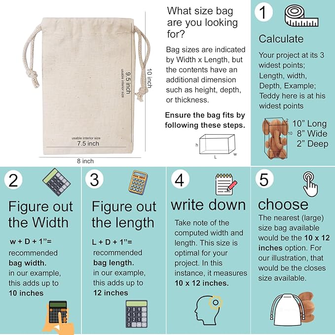 100Pcs 2 x 3 Inches Premium Cotton Muslin Double Drawstring Bags, Reusable Bag Natural Cotton Bags with Drawstring Produce Bags Bulk Gift Bag Jewelry Pouch for Party Wedding Home Storage