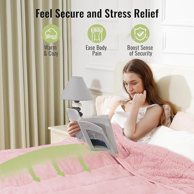 Uttermara Sherpa Fleece Weighted Blanket 12 lbs for Adult, Unicolor Ultra-Soft Fleece and Sherpa, Dual Sided Cozy Plush Blanket for Sofa Bed, 48 x 72 inches, Pink