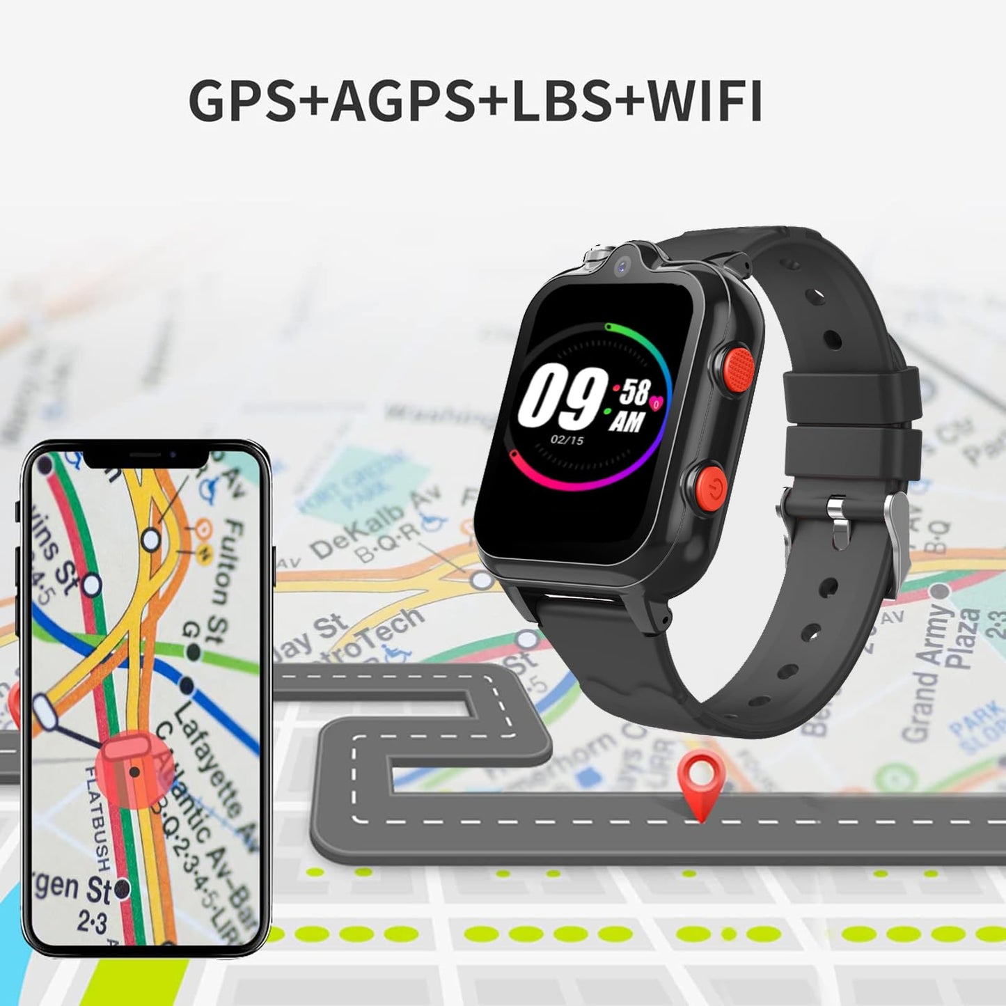 Ddioyiur Smart Watch For Kids, 4G Kids Gps Watch With Wifi, Sms, Call, Voice Video Chat, Bluetooth, Audio Recording, Alarm, Pedo