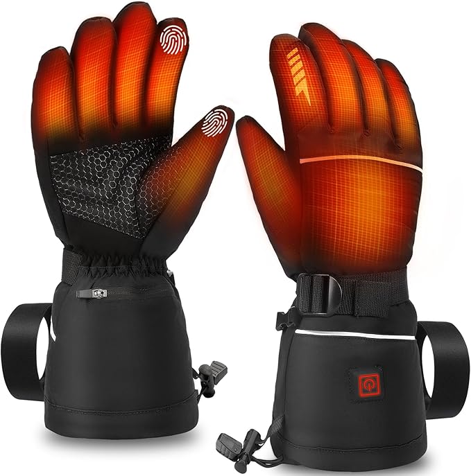 Heated Gloves for Men Women 7.4V 3200mAh Rechargeable Waterproof Electric Heated Gloves for Skiing Snowboarding Camping Hiking