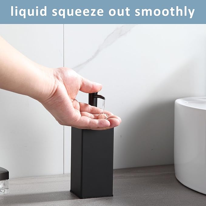 Soap Dispenser Matte Black,Table Standing for Bathroom Kitchen and Hotel, Anti-Rust with Durable Aluminium