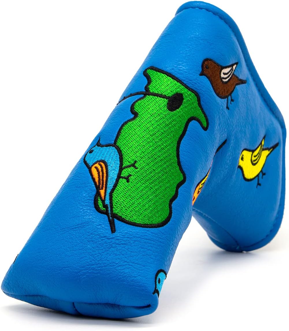 Barudan Golf Birdie&Green Golf Putter Cover Headcover Magnetic Blue PU Leather Made Golf Headcovers for Putters