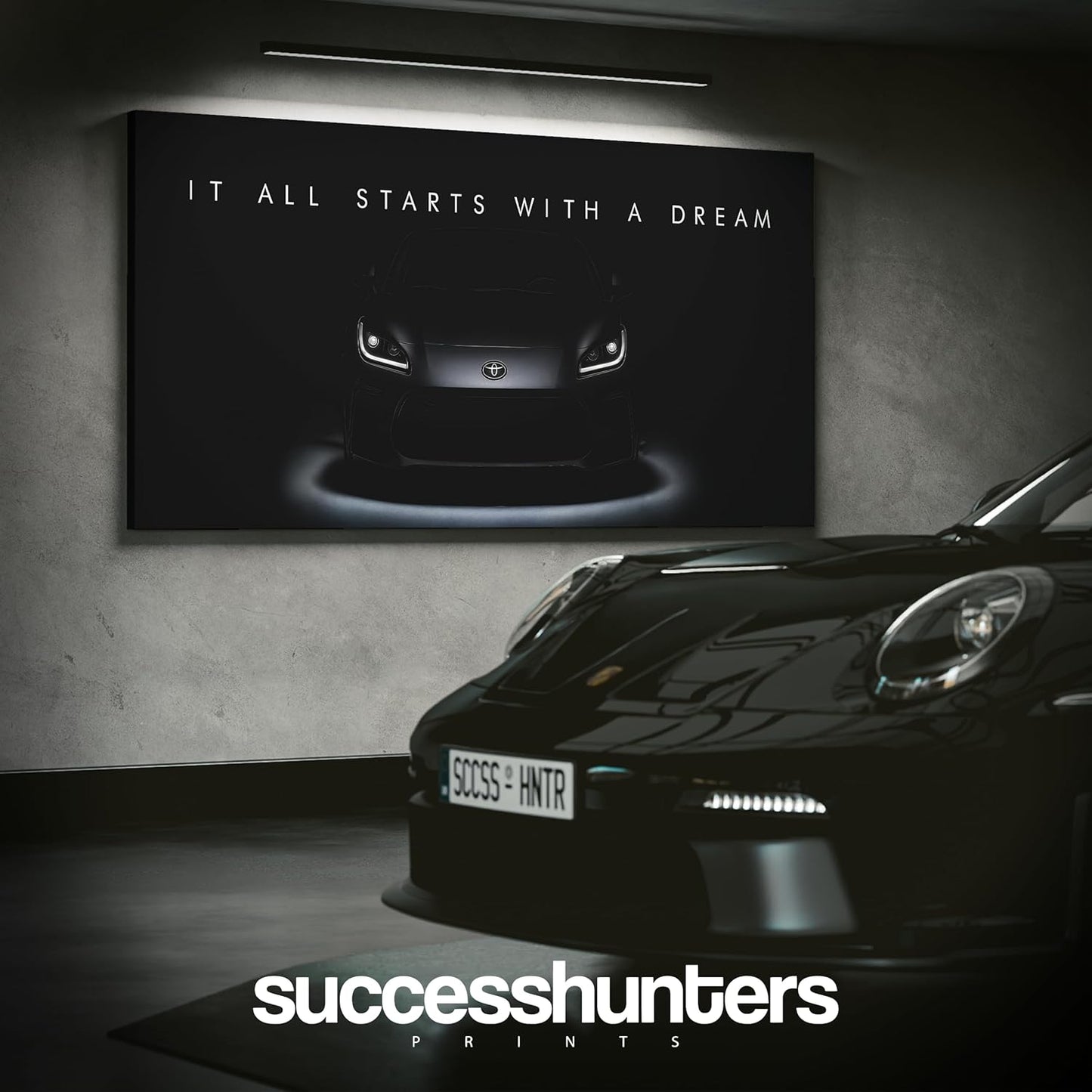 Motivational Wall Art for Office, Super Car Art Canvas, Inspirational Automotive Decor for Toyota GR86 Sportscar Lovers, Motivational Wall Decor for Home, Car Poster (30" x 60" in)