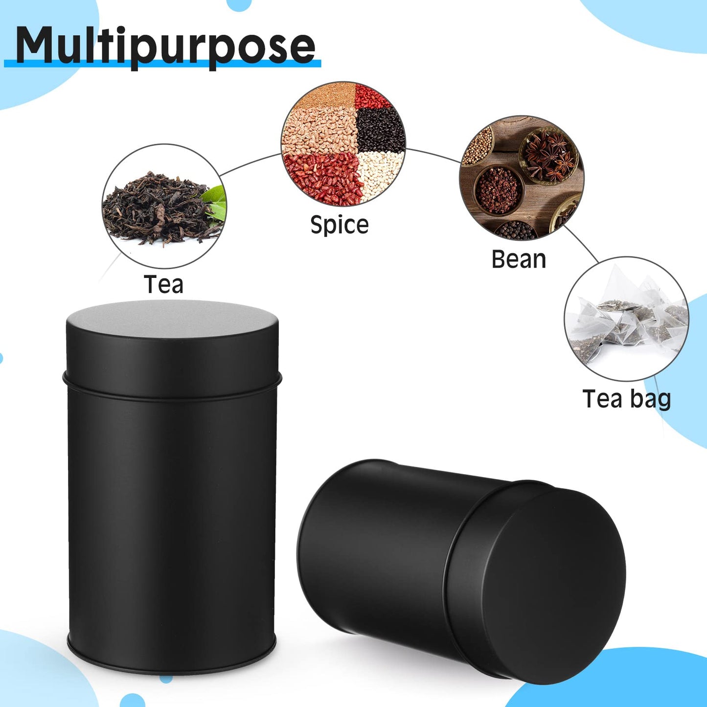 Zopeal 6 Pack Metal Tea Tin Canister with Airtight Double Lids 16 oz Round Tin Can with Lid Double Sealed Small Kitchen Container for Loose Tea Storage Coffee Sugar Candy Herbs and Spices