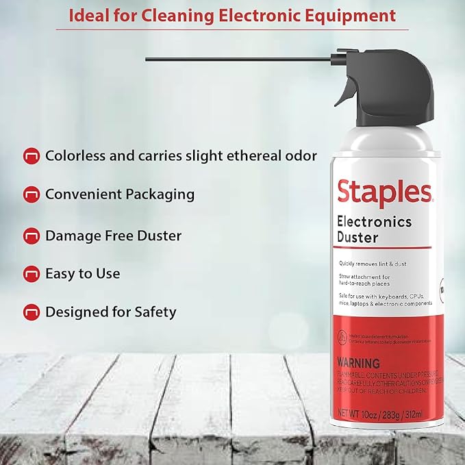 Staples Electronics Air Dusters, Canned Compressed Air Duster Cans (6 Pack)