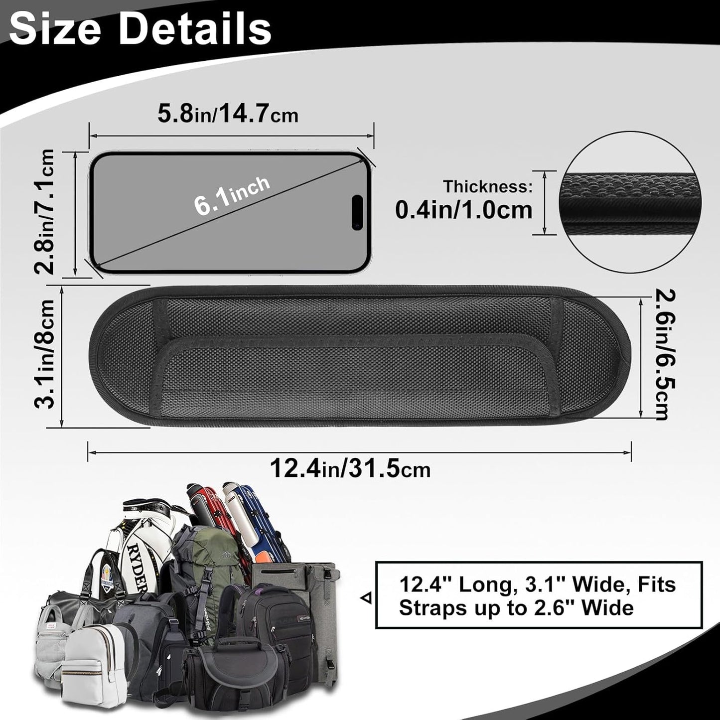 2 Pack Breathable Universal Strap Pads, Silica Gel Guitar Strap Pads, Help Relieve Shoulder Pain (Anti-Slip Texture)