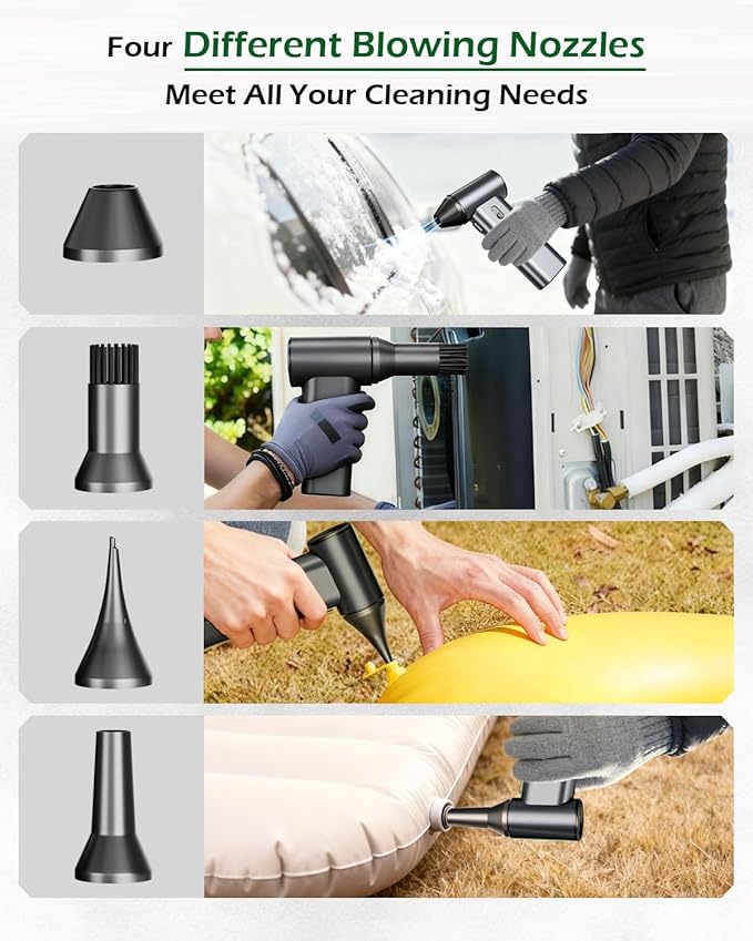 Compressed Air Duster, Electric Air Duster 130000RPM Cordless Rechargeable Motor Portable Blower, Adjustable Mini Blower for Computer, Keyboard, Outdoor, House and Car, Replaces Compressed Air Cans