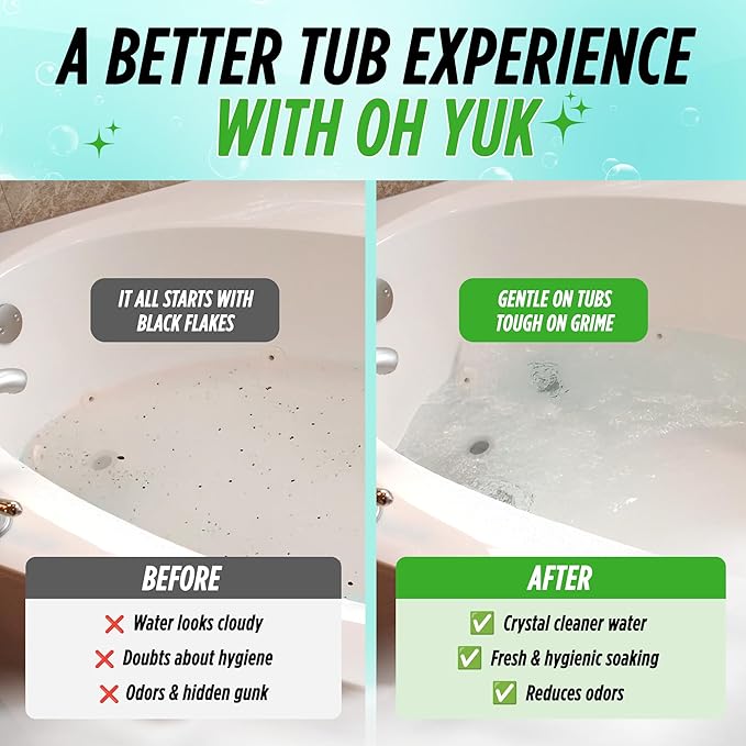Oh Yuk Jetted Tub Cleaner for Jet Tubs, Bathtubs, Whirlpools, The Most Effective Jetted Tub Cleaner, Septic Safe, 32 Cleanings per Bottle - 1 Gallon