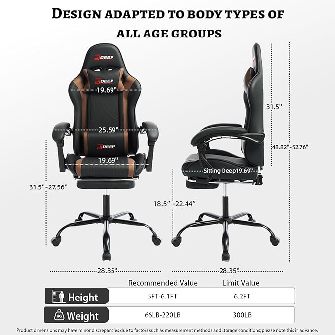 Gaming Chair E-Sports Gaming Chair Sports Car Driving Seat PU Material Moulded Sponge Comfortable and Safe MG (1001-Brown)