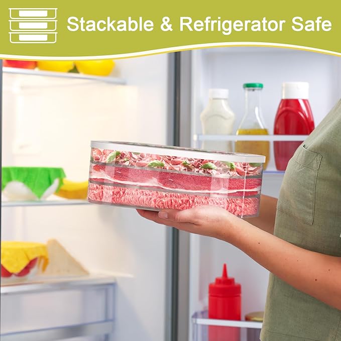 6 Pcs Deli Meat Container for Fridge, Stackable Bacon Lunch Meat Container for Refrigerator, Food Storage Boxes with 2 Lids for Cold Cuts, Cheese, Lunchmeat, Salami, Meal Prep Containers