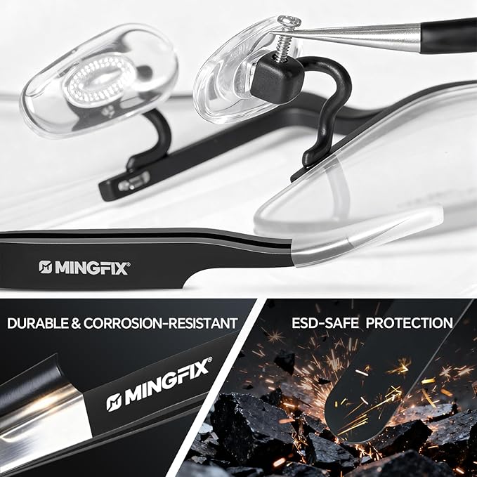 Eye Glasses Repairing Kit, MINGFIX Magnetic Eyeglass Repair Tool Set with Multiple Size Screws,8 Precision Screwdrivers,Nose Pads,Ear Grips and Tweezer with Travel Case for Glasses,Sunglasses