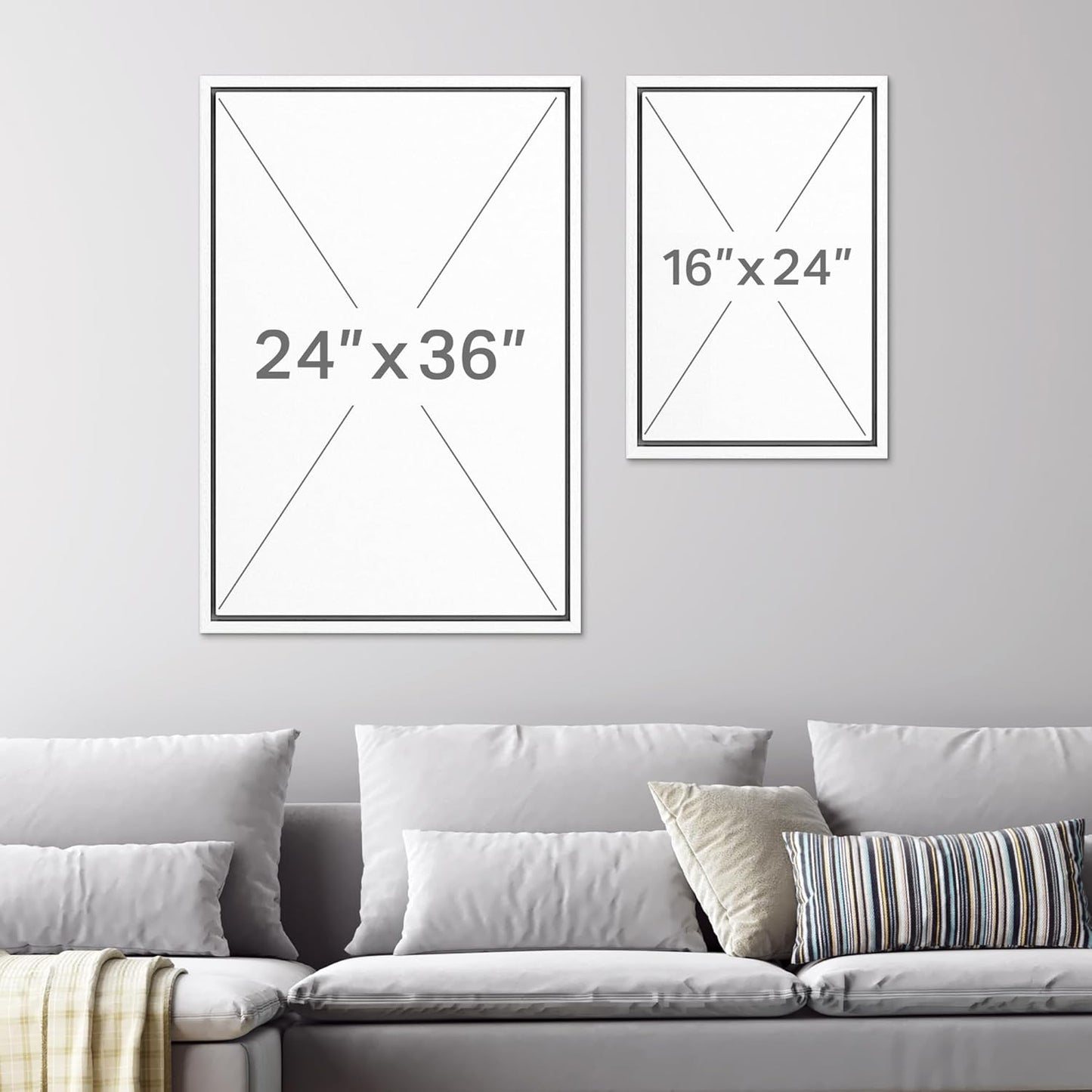 SIGNWIN Framed Canvas Print Wall Art Modern Blue Ocean-Inspired Coastal Abstract Serene Neutral Tones with Subtle Patterns Illustrations Decorative for Living Room, Bedroom, Office - 16"x24"x2 White