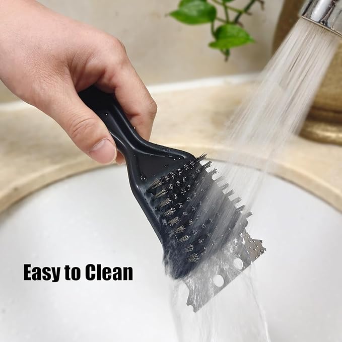 Wire Brush with Scraper for Paint Removal Rust Cleaning 2-Pack Versatile Stainless Steel Bristle Brush for Cleaning Grill Stains Welds Moss and More