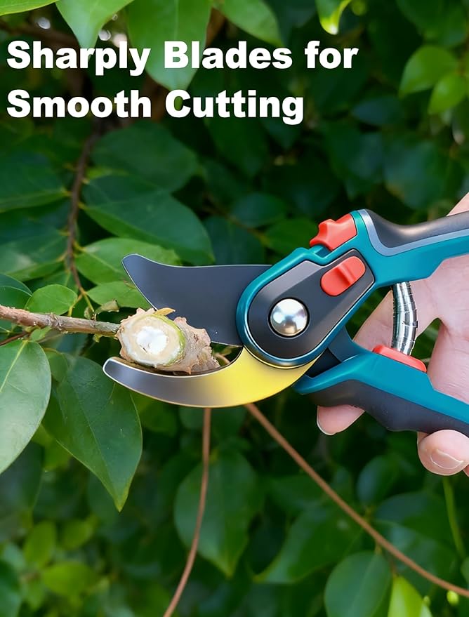 Pruning Shears, Garden Clipper with High-Elasticity Spring, Professional SK5 Steel Blades, Adjustable Handle Opening, Gardening Plant Pruners for Branch Cutting