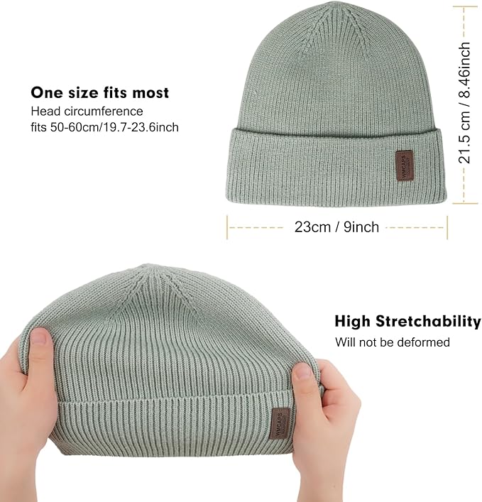 Wmcaps Winter Beanie for Men Women, Fleece Lined Beanie Soft Warm Knit Hat Ski Stocking Cuffed Cap